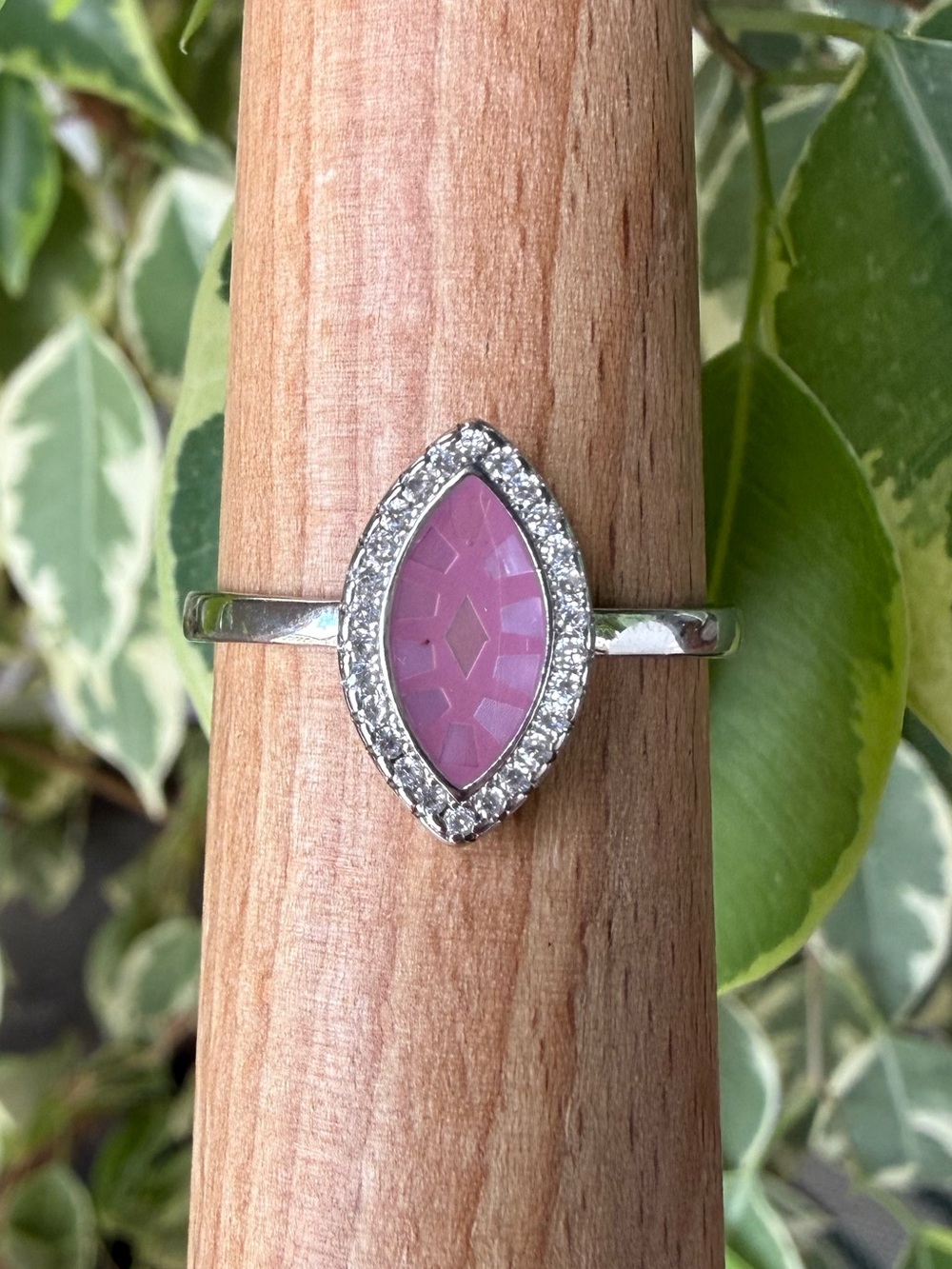 925 Pink Marquise Gemstone Halo Ring